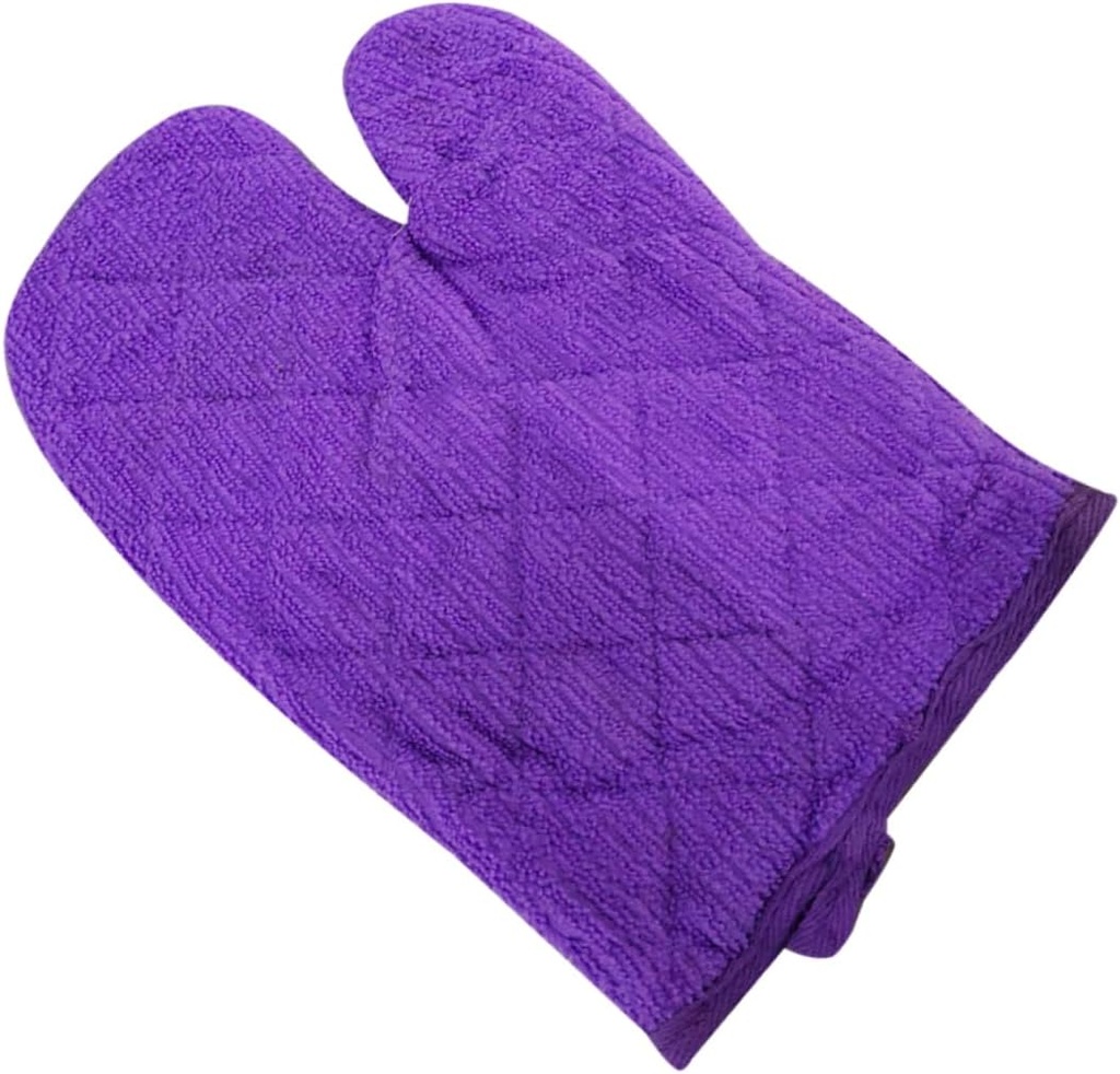 Heat-Resistant Gloves for Cooking Thickened Toweling Design Anti-Scald Kitchen Hand Protection for Microwave Oven and Dining Table Use Purple Color