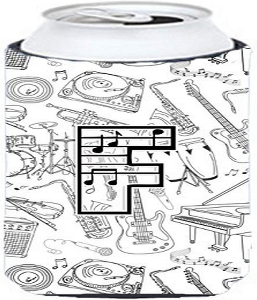Caroline's Treasures CJ2007-FTBC Letter F Musical Note Letters Tall Boy Hugger Can Cooler Sleeve Hugger Machine Washable Drink Sleeve Hugger Collapsible Insulator Beverage Insulated Holder