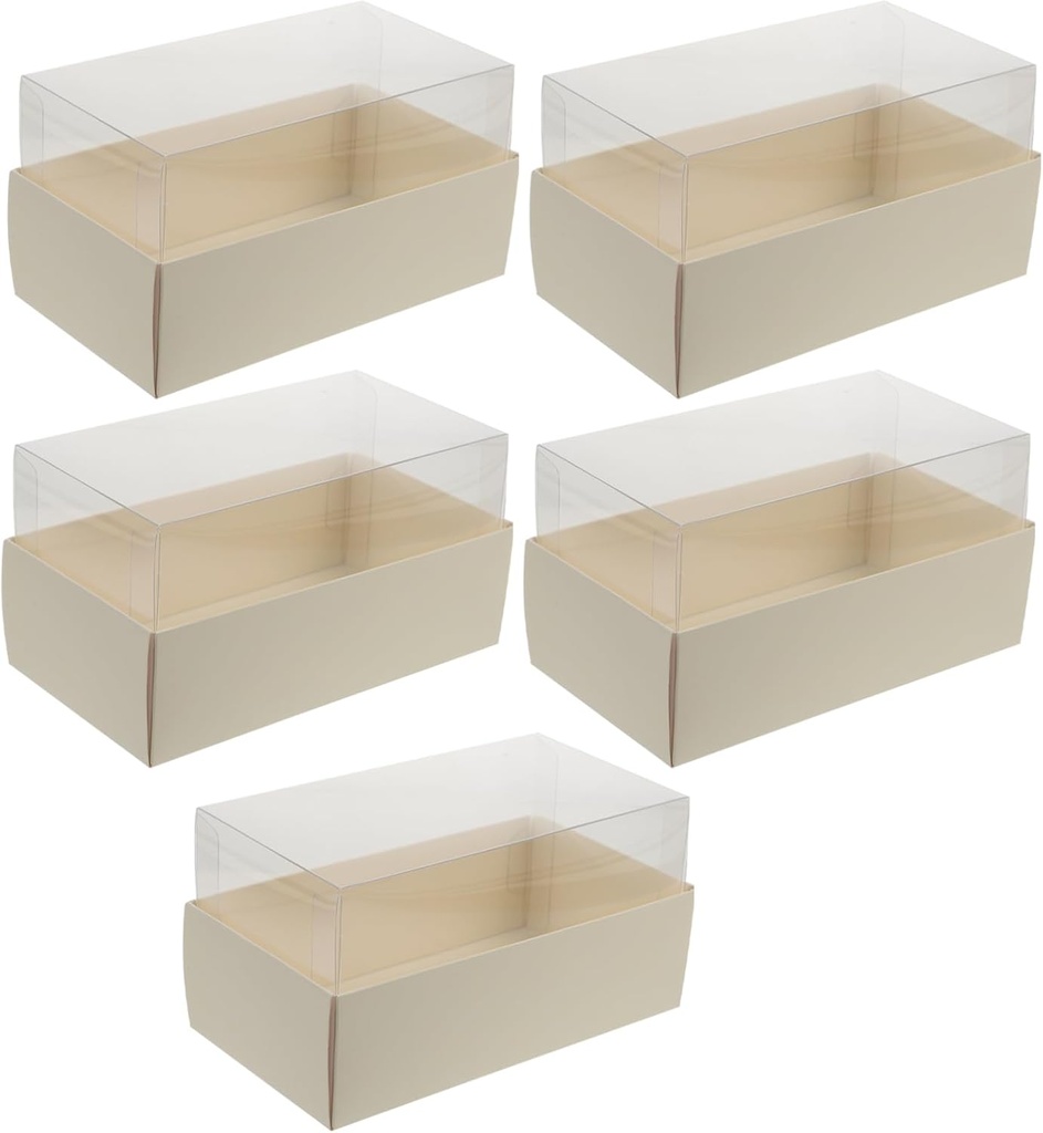 5pcs Macaron Cake Boxes Compact Dessert Packaging Boxes Lids for Biscuits Cupcake Sandwich Bread Party