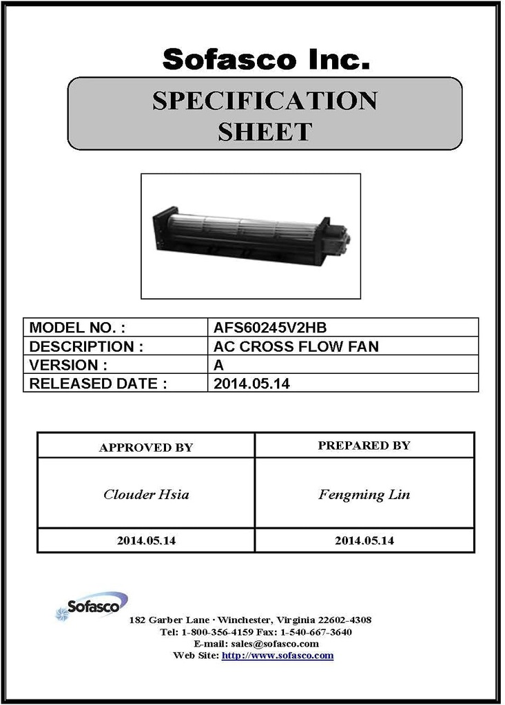 AC CROSS FLOW FAN AFS60245V2B
