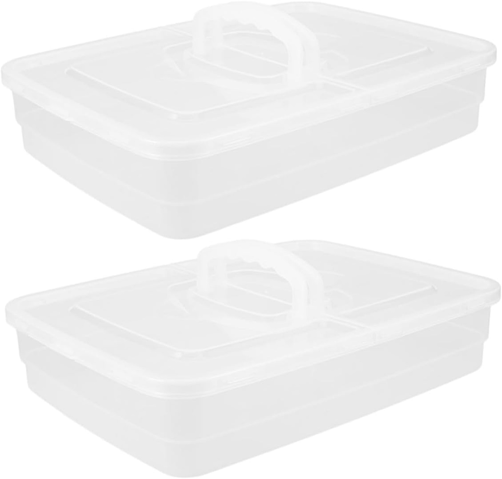 OUNONA 2pcs Pizza Dough Proofing Box with Lid and Handle Stackable Storage Container for Pizza and Bread Fermentation Translucent Dough Tray for Easy Organization