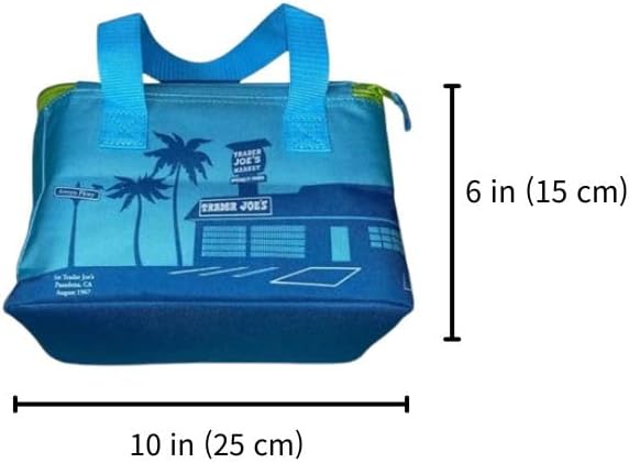 Trader Joe's Mini Insulated Cooler Tote Bag (Limited Edition) - Blue Cooler Bag with High Density Foam, Leak - Proof Zipper Clouse, Ideal for Lunch, Shopping,and Travel