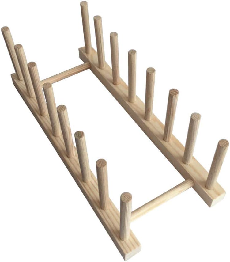 Cabilock Multifunctional Wooden Plate Rack Capacity Holder for Books Photo Frames and Kitchen Items Easy Assembly Cleaning for Home Office Decor