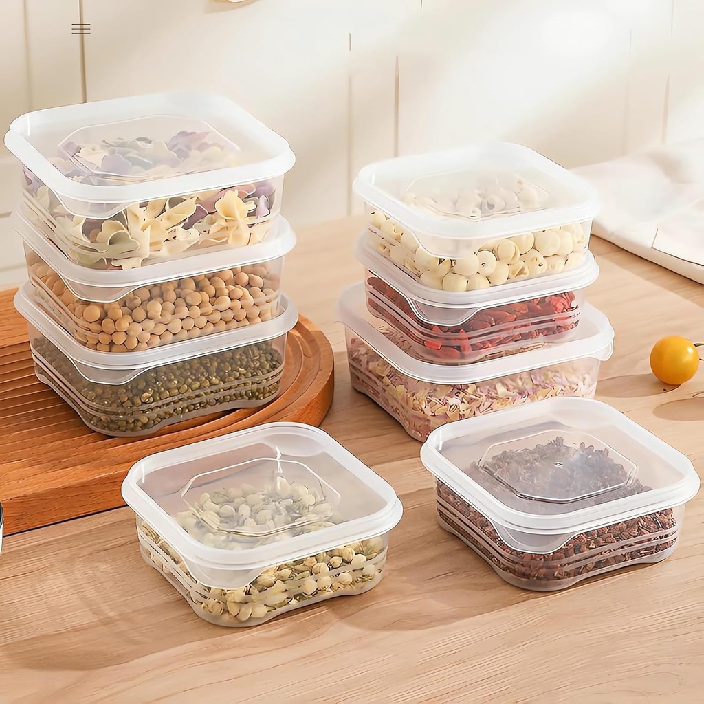 Food Storage Containers with Lids, Plastic Fridge Organizer Clear Bins, 650ml Sealed Food Containers, Reusable Takeaway Kitchen Freezer Storage Boxes, 10sets