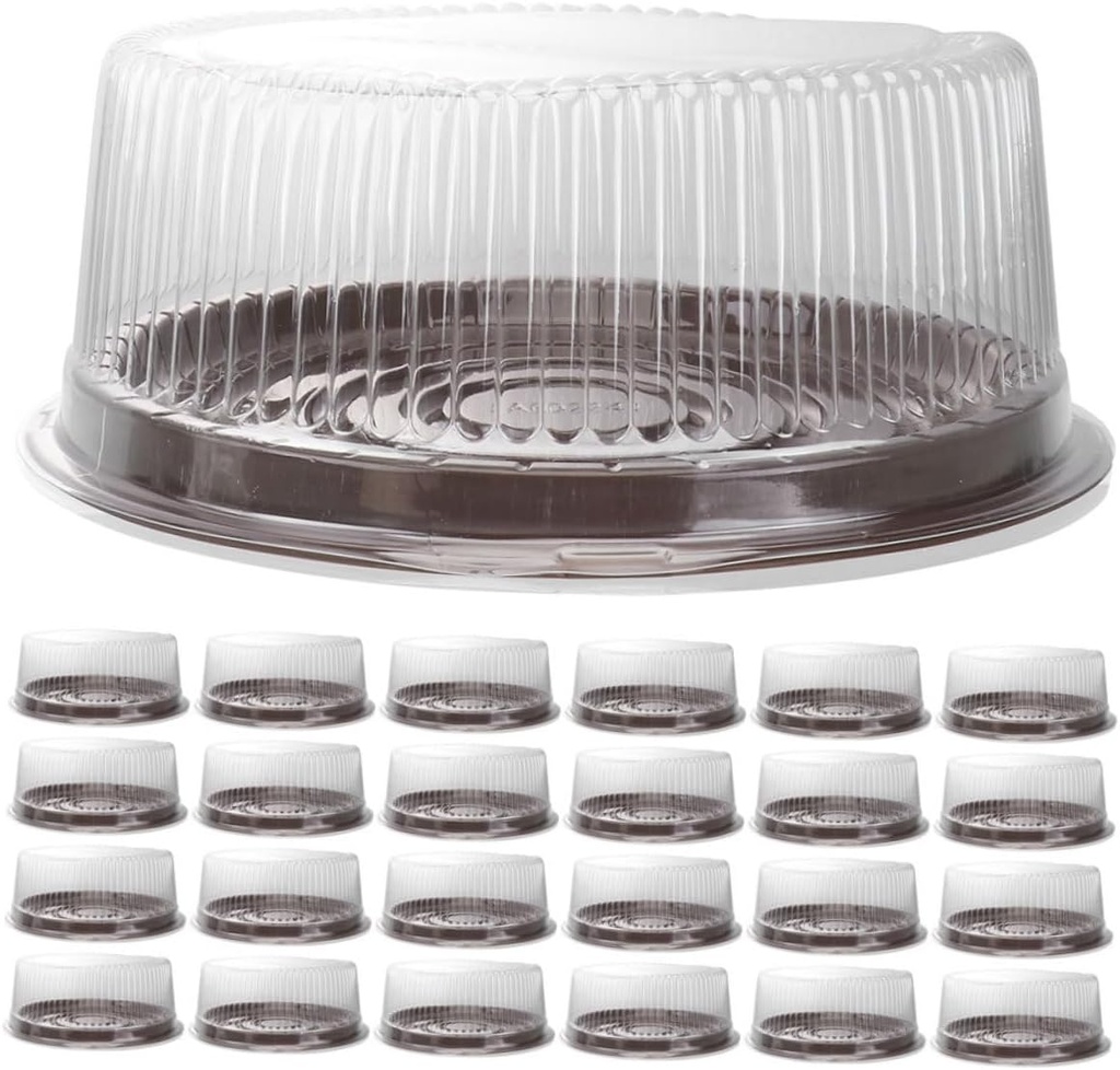 Cabilock 25 pcs Round Cake Boxes with Clear Plastic Lids Lightweight Transparent Cake Display Carriers for Pastries Protective and Portable