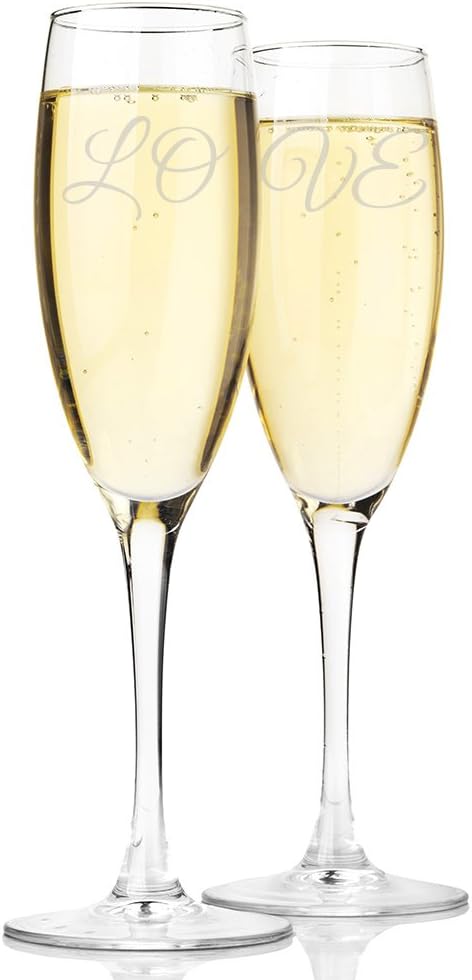 LO and VE Champagne Toasting Flute Glasses, Set of 2