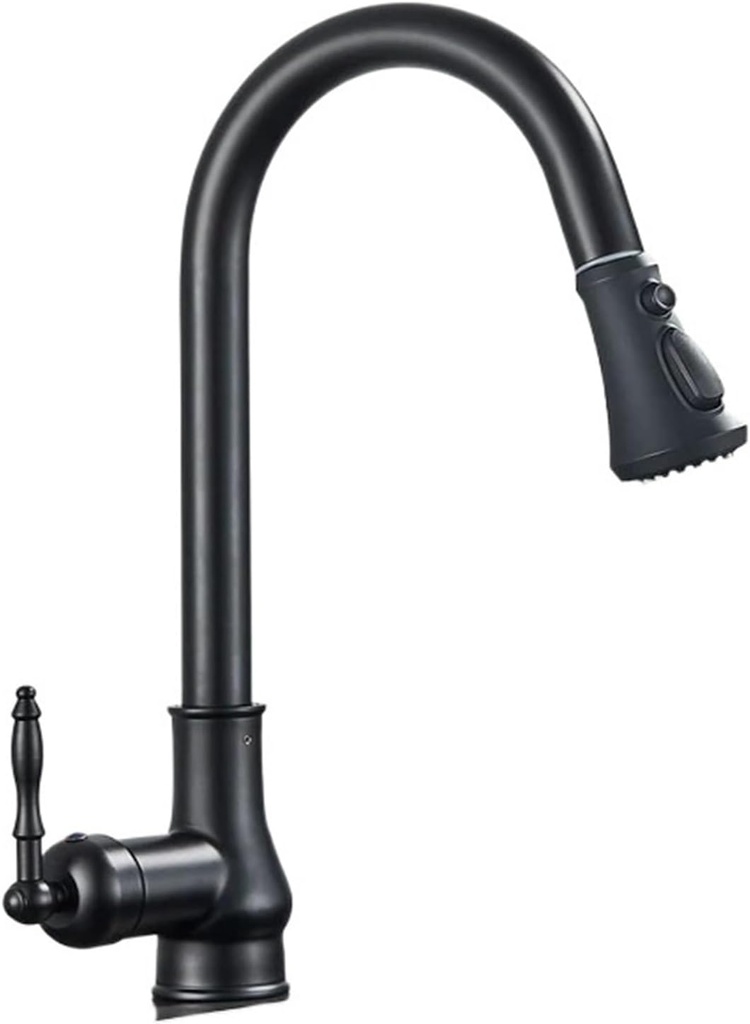 Kitchen Faucet Antique Brass Kitchen Sink Faucet Pull Down Swivel Spout Kitchen Deck Mounted Bathroom and Cold Mixers Sturdy Durable (Color : Matte Black B, Size : 11)