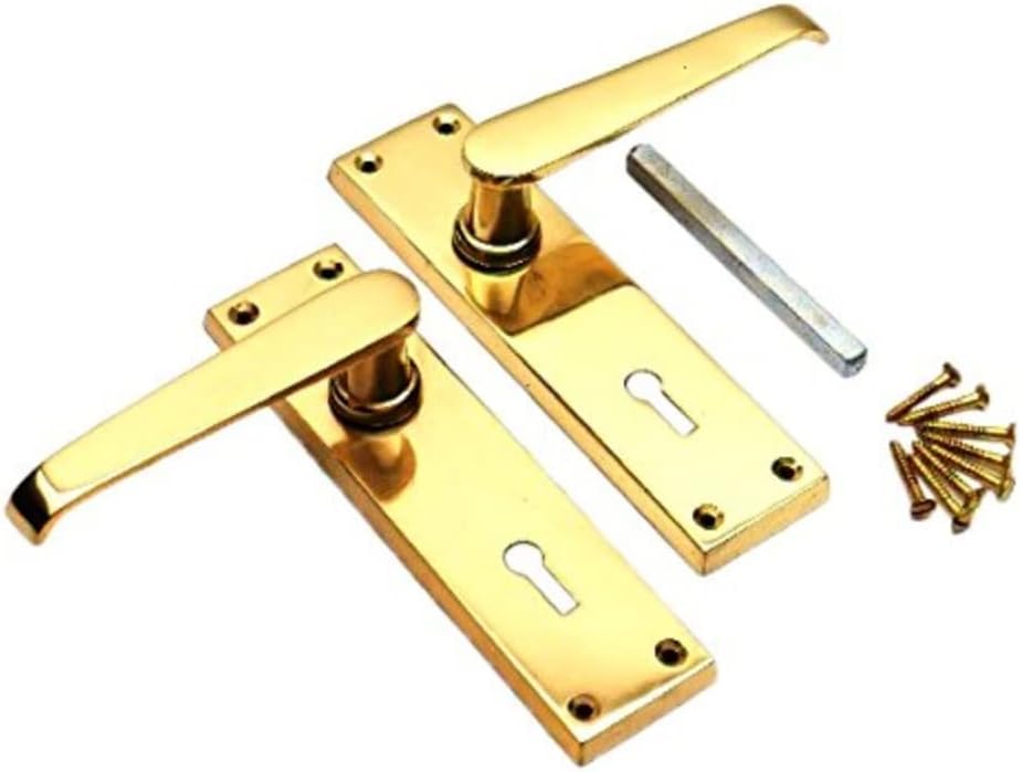Merriway BH03588 Victorian Straight Lever Lock Door Handle Polished Brass