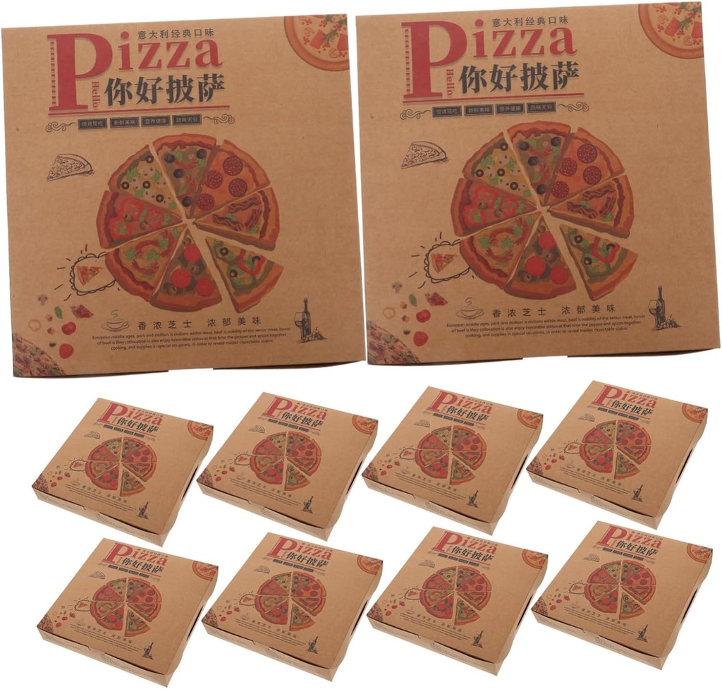 20pcs Flat Bread Pizza Boxes Pizza Slice Holder Corrugated Paper Food Take Out Containers Disposable Lunch Boxes for Bbq