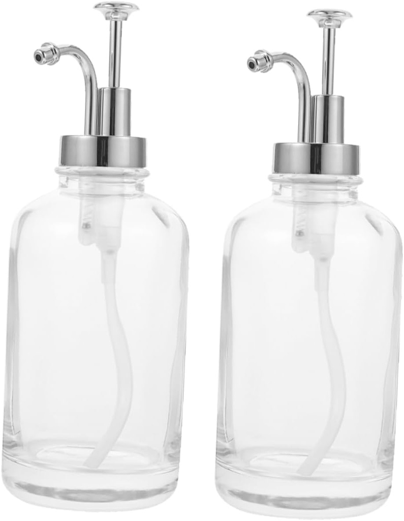 Garneck 2pcs Glass Pump Bottle for Syrup Coffee Syrup Dispenser Bar Ketchup Pump Multi-use Dispenser