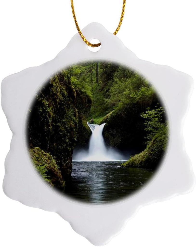 3dRose Punch Bowl Waterfall Snowflake Ornament, 3"
