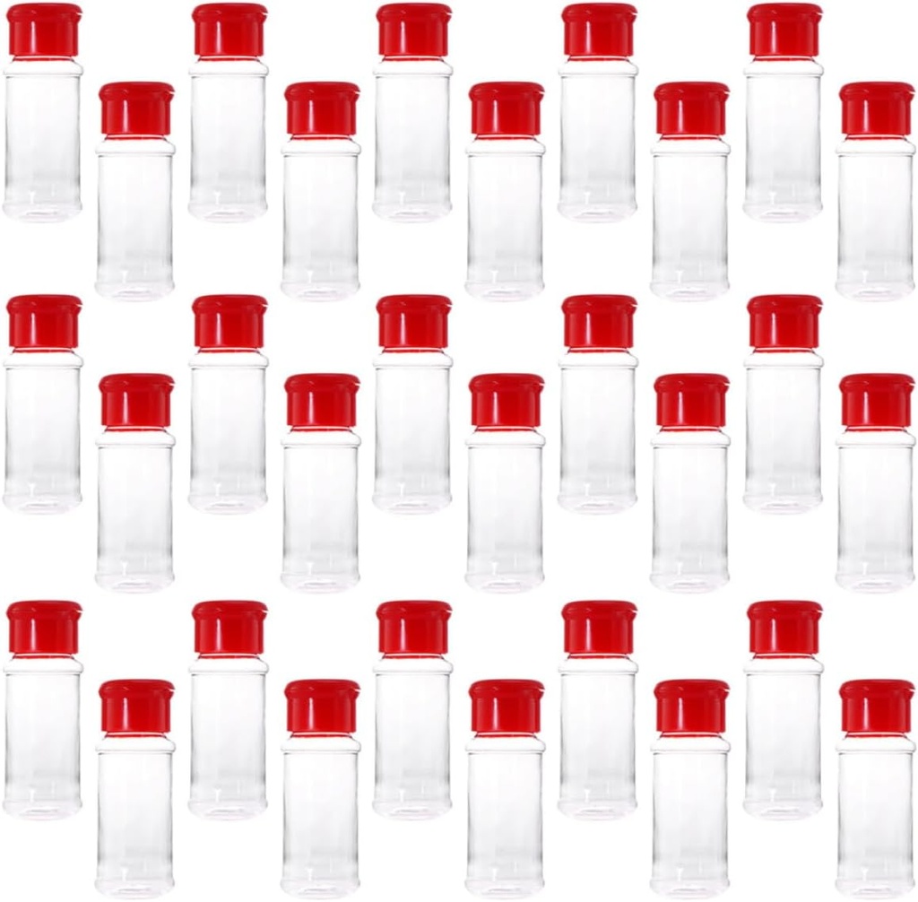 IMIKEYA 30pcs Plastic Spice Dispensers Coarse Perforations for Easy Seasoning Red Plastic Seasoning Bottles for Bbq and Kitchen Use for Storage
