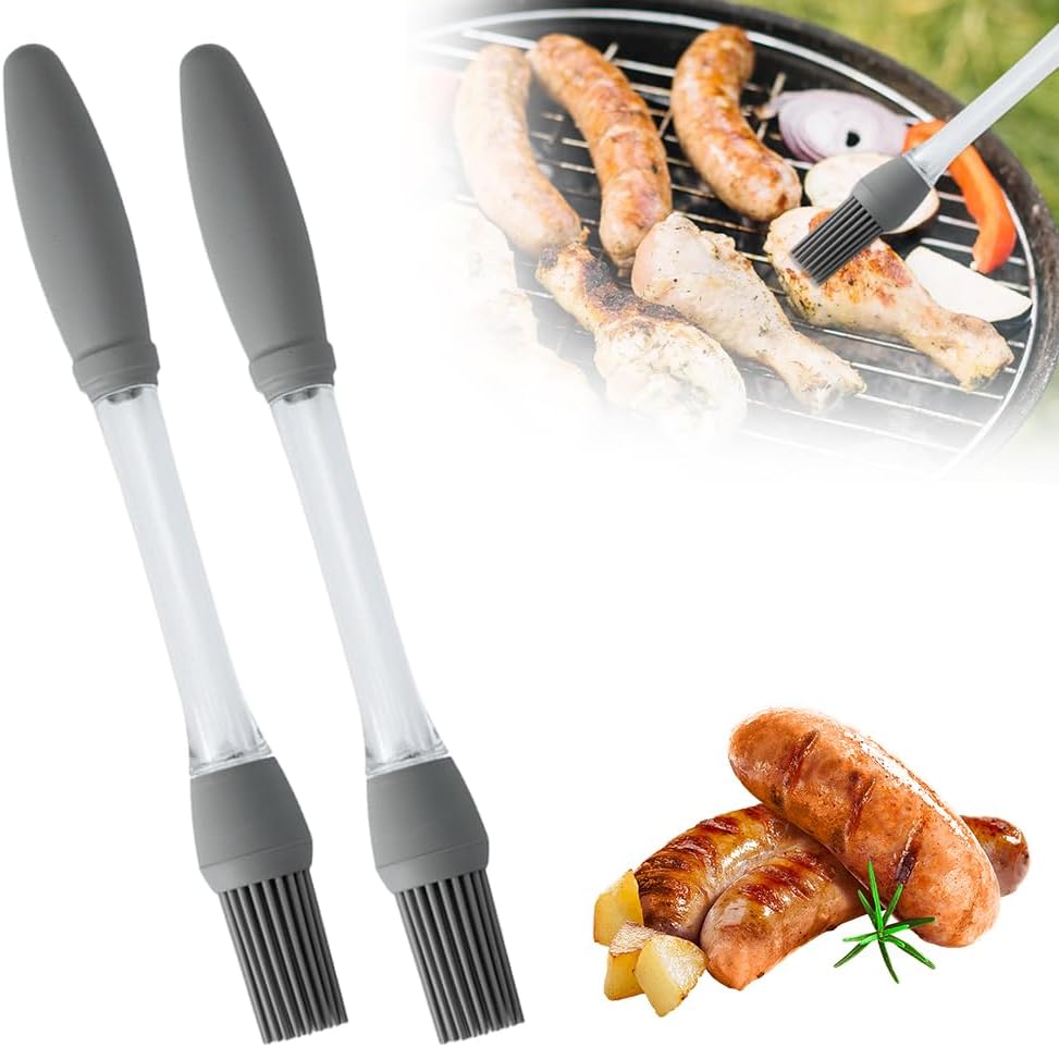 Silicone Oil Brush Basting Pastry Brush for BBQ Grilling Baking, 2025 New Heat Resistant Spread Oil Butter Sauce for Cooking, for Kitchen Gadget Home Outdoor Use (2 Pcs)