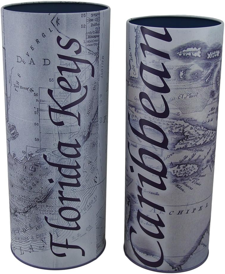 Zeckos Set of 2 Caribbean and Florida Keys Destination Map Food Safe Tins