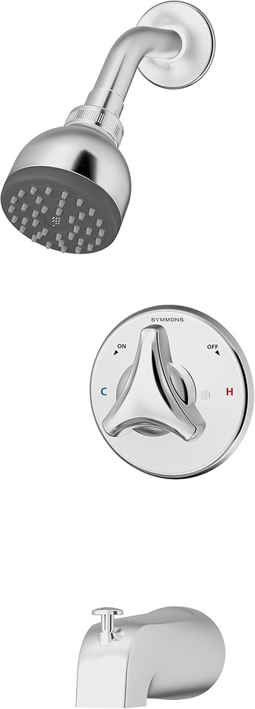Symmons, 9602-P-TRM, Origins Tub and Shower Trim Package with Single Function Shower Head with Single Knob Handle - No Rough In Valve Included, Chrome