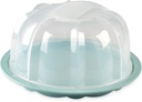 Nordic Ware Bundt Cake Keeper, Durable Plastic Clear Cake Box with Twist-to-Lock Base for Freshness, Food-Safe Cake Stand with Dome Lid Made in The USA, Colour: Blue