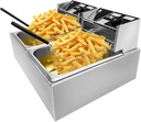 Commercial Electric Deep Fryer w/Basket & Lid, 22.8QT Countertop Kitchen Frying Machine, Temperature Adjustable Stainless Steel French Fryer for French Fries, Donuts, 5000W