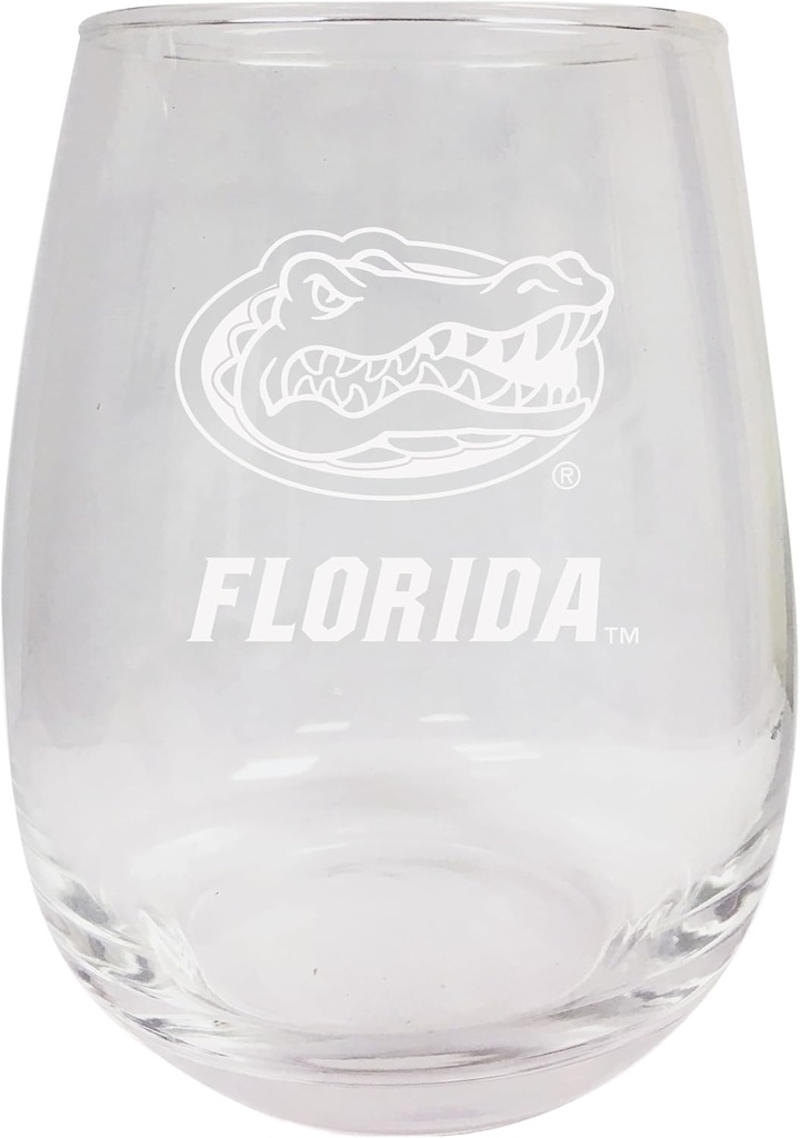 R and R Imports Florida Gators 15 oz Engraved Stemless Wine Glass Officially Licensed Collegiate Product 2-Pack