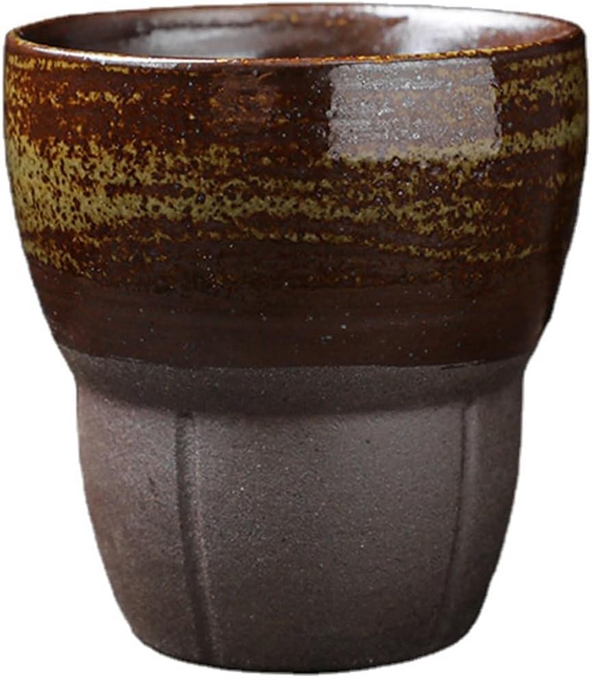 4Pcs Hand Painted Retro Sake Cup Ceramic Tea Cup Japanese Restaurant Use 6OZ Coarse Pottery Latte Art Coffee Mug(Type D 170ML-4Pcs)