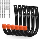 HORUSDY 6-Pack Heavy Duty Metal Wall Hooks, Large Garage Storage & Organization Hooks for Tools, Extension Cords, Ladders, and Bags, Wall Mount J Hooks for Indoor Outdoor Use, Black