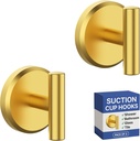 HOME SO Suction Cup Hooks T Shape (2 or 4 Pack) (Brushed Gold, 2, Count)
