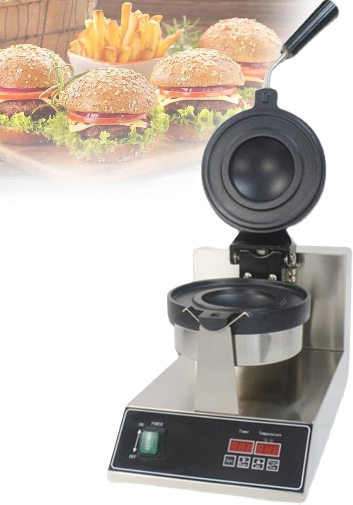 Ice Cream Burger Maker, Electric Burger Waffle Maker, 50-300℃ Temperature Control Double-Sided Heating 5 Minutes Timer Bubble Egg Waffles Baker Machine, for Home Kitchen Use Breakfast
