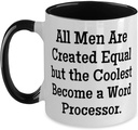 Perfect Word processor Two Tone 11oz Mug, All Men Are Created Equal but, Present For Colleagues, Useful Gifts From Team Leader, Best word processors, Top word processors, Word processor reviews, Word