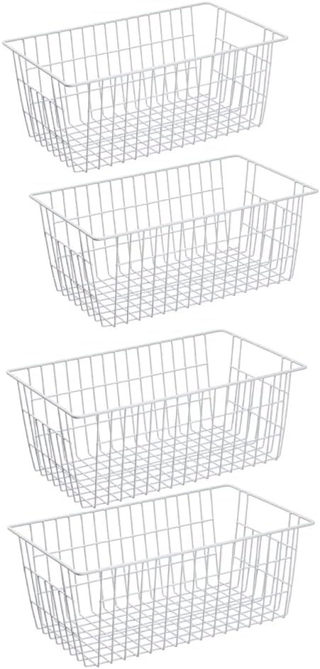 SANNO Freezer Baskets Wire Storage Baskets Farmhouse Organizer Storage Bins 15.7“ Freezer Baskets Refrigerator Freezer Baskets Bin Wire Metal Storage Basket