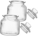 STOBAZA 2pcs Transparent Glass Storage Jars Lids Airtight Candy and Cookie Containers for Kitchen Counter for Dried Fruits Spices and Sweets Each