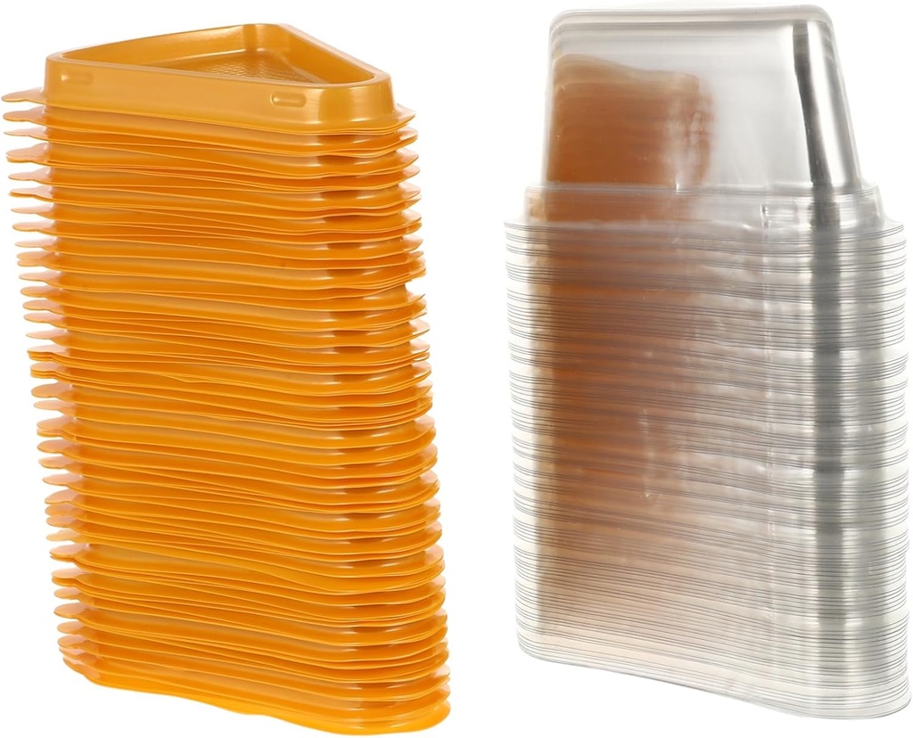 VICASKY 100pcs Transparent Triangle Cake Boxes with Non Slip Base Sturdy Dessert Containers for Cheesecake and Bakery Treats Party Packing