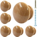 Piutouyar Wood Dresser Knobs, Mushroom Shape Wooden Drawer Pulls - 6 Pcs Round Cabinet Knobs for Kitchen, Wardrobe, Cupboard, Drawer, Dresser, Cabinet