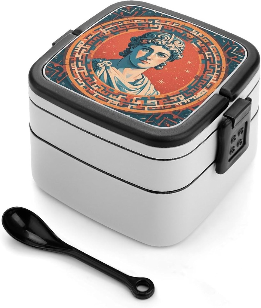 Bento Box Stackable Lunch Box with 2 Compartments Leak-Proof Food Storage Containers Stamped with Ancient Rome Bento Lunch Box for Adults Lunch Containers with Utensil Set