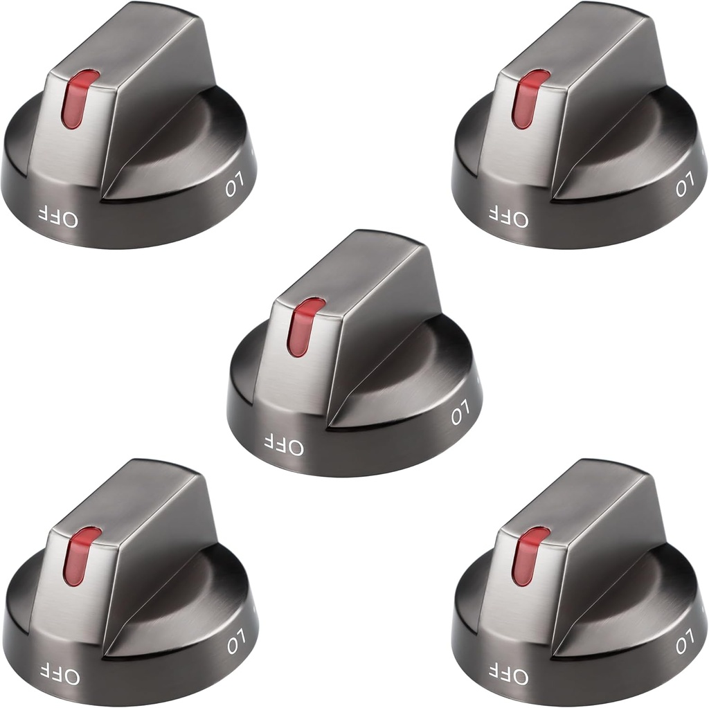 DG64-00473B Black Knobs Samsung Gas Range Oven Stove - Fit for NX58J5600SG/AA NX58J5600SG, NX58J7750SG, NX58K7850SG, NX58M6850SG, NX58R5601SG (Pack of 5)