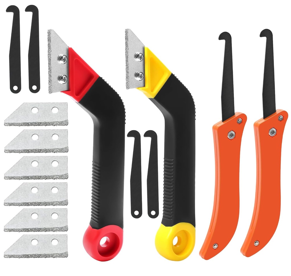 14pcs Grout Removal Tool Kit, 2 Tile Grout Saws with 6 Extra Blades, 2 Grout Hand Saw with 4 Extra Blades, Tile Joint Cleaning Tools, Ideal for Tile Gap Cleaning and Repair