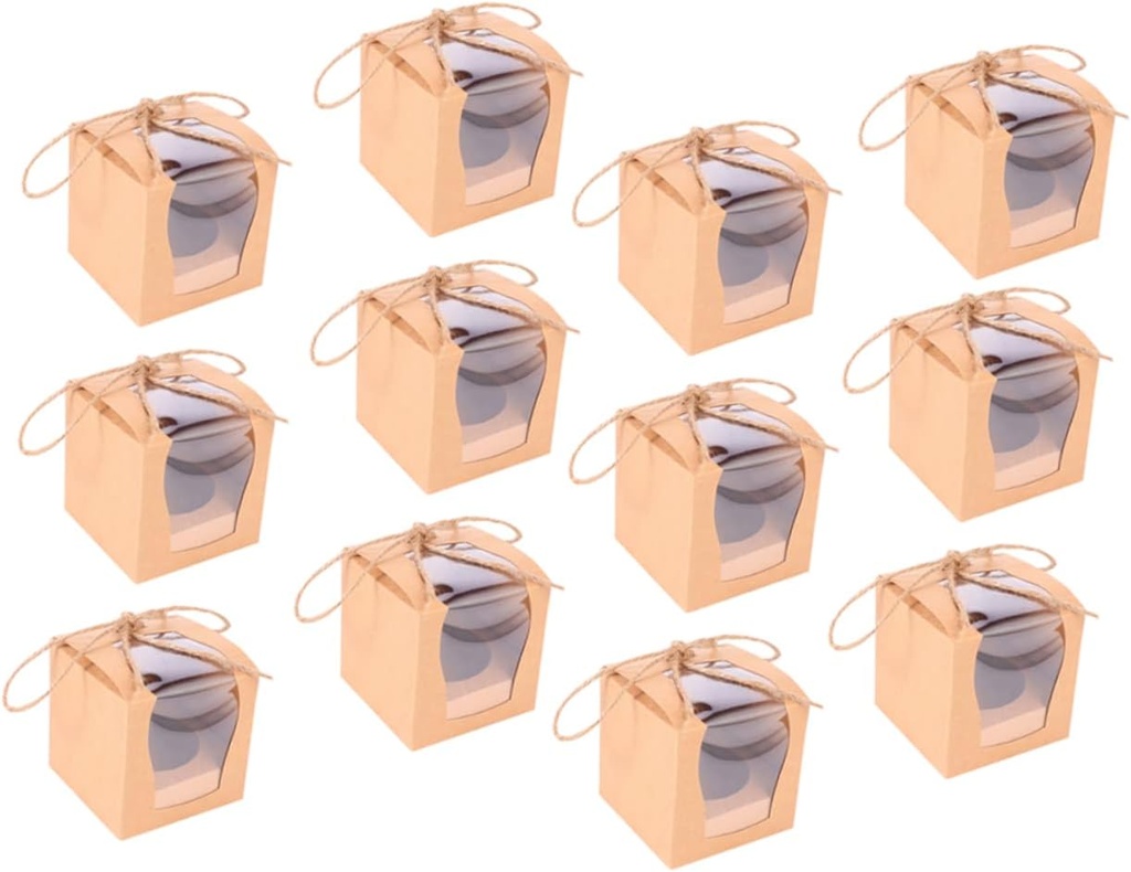 12pcs Single Cupcake Boxes Window Paper Bakery Packaging for Desserts Muffins Treats Easy Assembly for Home