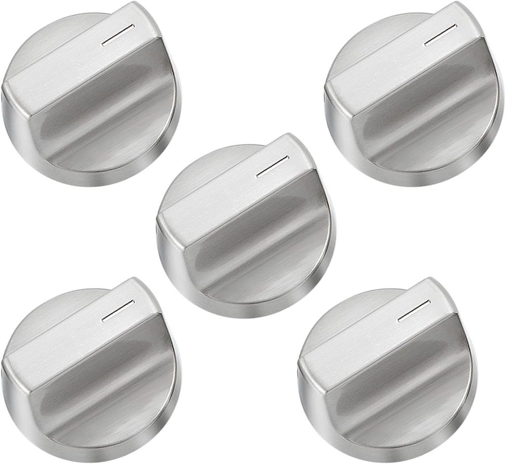 Stainless Steel W11366438 Stove Knobs Replacement Parts for Whirlpool Gas Range Oven Knob 1.92’’ Dia. x 1.725’’ H WCG55US6HS00 WCG55US6HS Metal Cooktop Knob WCG77US0HS Electric Stove Top Knobs 5 Pcs