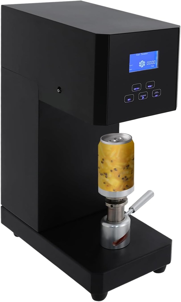 Can Sealing Machine,110V 370W Commercial Soda Can Sealer,Electric Tabletop Cup Sealer Machine,4-6 Seconds/Time Milk Tea Drink Bottle Sealers with LED Display Intelligent Panel,for Multiple Sizes,Black