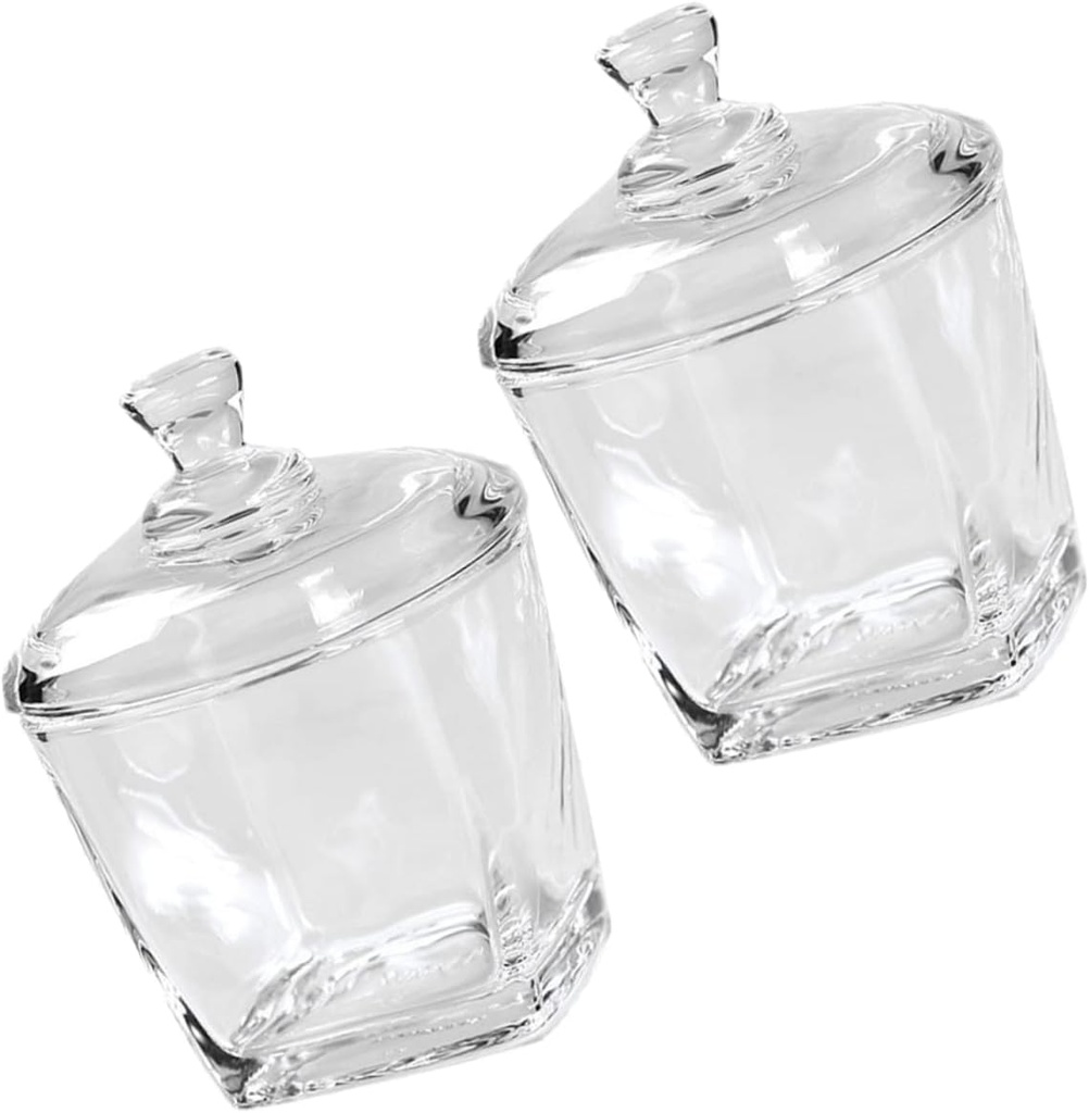 Luxshiny 2Pcs Glass Jar with Lid Airtight Sealing Snack Storage Container for Candy Cookies Tea Multi Functional Reusable Glass Canister for Kitchen and Home Decor
