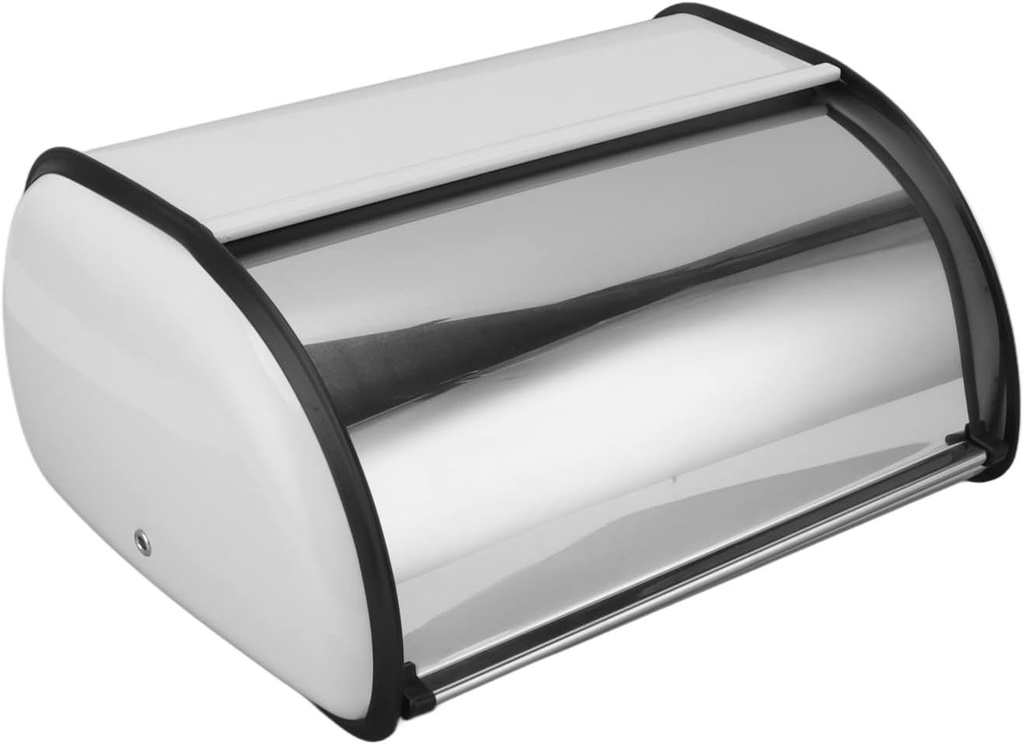 Bread Box for Kitchen, Dry Food Bread Storage Container Mirror Polished Bread Storage for Loaves, Bagels, Chips, Bread Box for Home Shop Office (White)