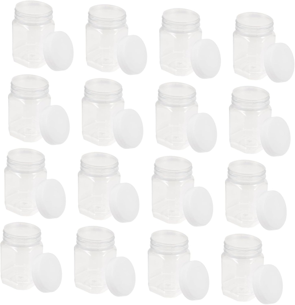 VALICLUD 16pcs 1000ml Square Plastic Honey Bottles Airtight Lids Versatile Food Storage Containers for Kitchen and Pantry Organization