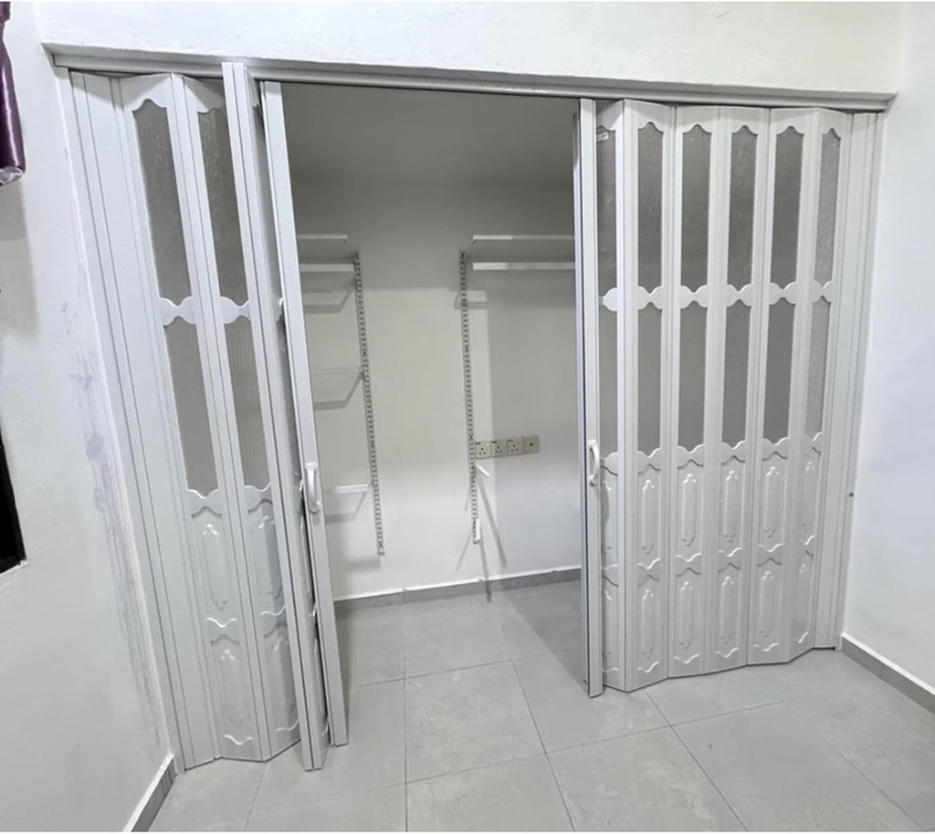 Customizable Bifold Doors, Accordion Door with Handles Acrylic Glass Screws, Interior Room Divider Sliding Door/Closet Doors for Storeroom Basement Kitchen(26x71in(66x180cm))