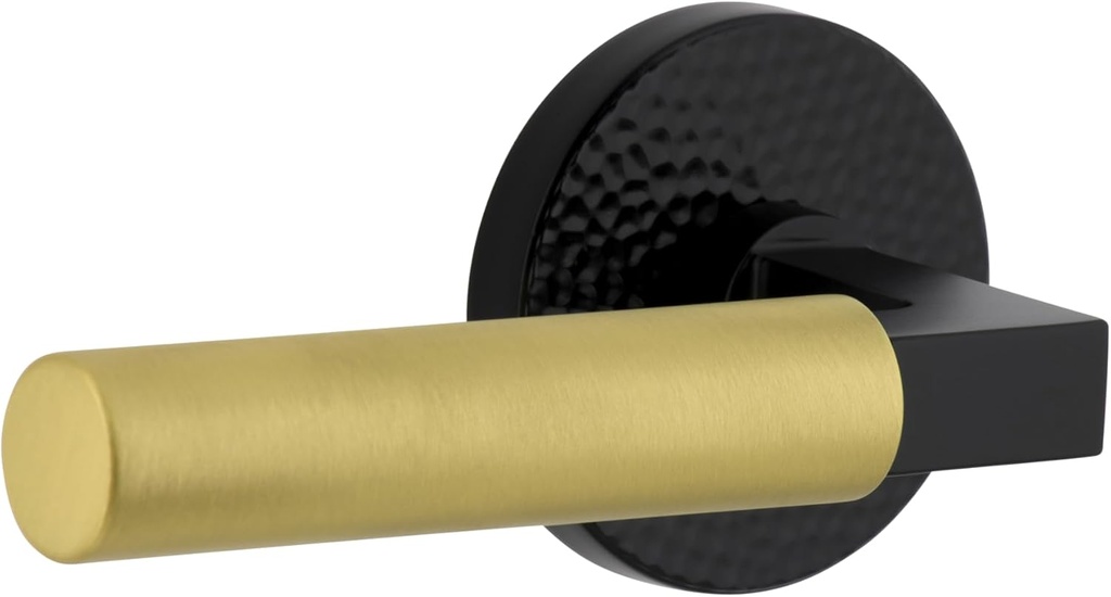 Viaggio Circolo Hammered Rosette Satin Black Single Dummy with Satin Brass Contempo Smooth Lever