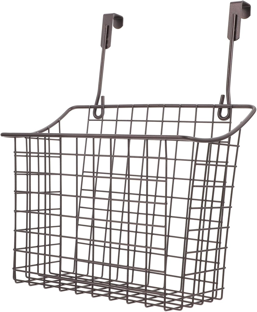 Hanging Storage Basket Black Iron Wire Organizer for Cabinet Door Ventilated Design for Kitchen Home Easy to Install and Move for Clothes Produce Storage