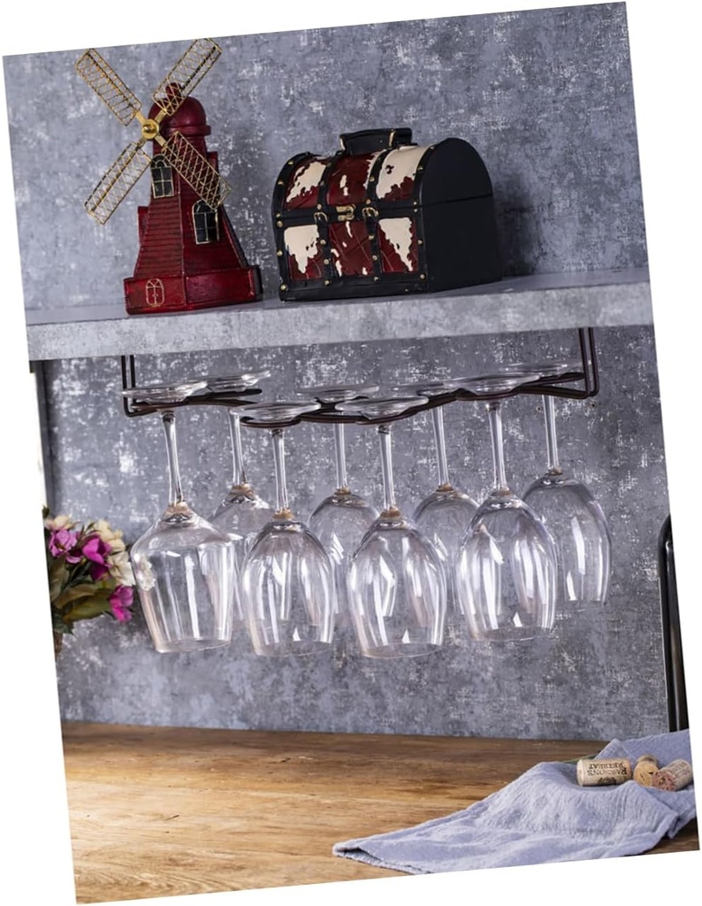 1pc Creative Goblet Rack Wine Cup Holder Frame for Home Bar Restaurant Stylish Bronze Display Shelf for Glassware Storage and Decoration