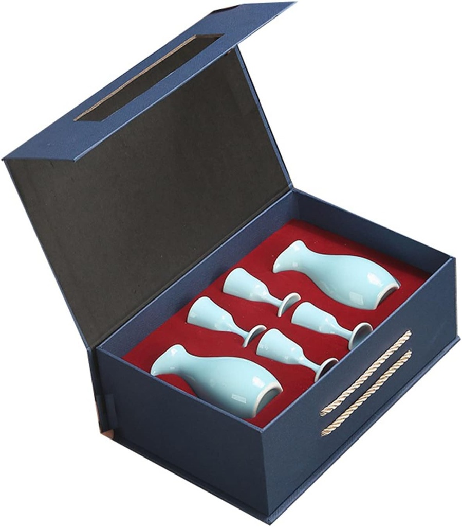 6 Pieces Sake Set, Traditional Japanese Ceramics Sake Cup Set, Elegant Design Best Gift for Family and Friends, with 4 Sake Cups, 2 Sake Pot Cups