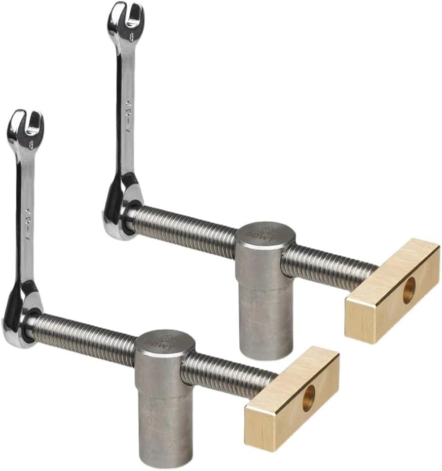 2 Pack Bench Dog Clamp 3/4 Inch Dog Hole Clamp Woodworking Adjustable Workbench Stop Stainless Steel Brass (19mm)