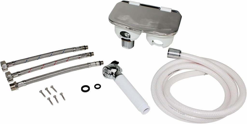 Scandvik 12141 Stainless Steel Recessed Transom Shower with Mixer, 6' Hose