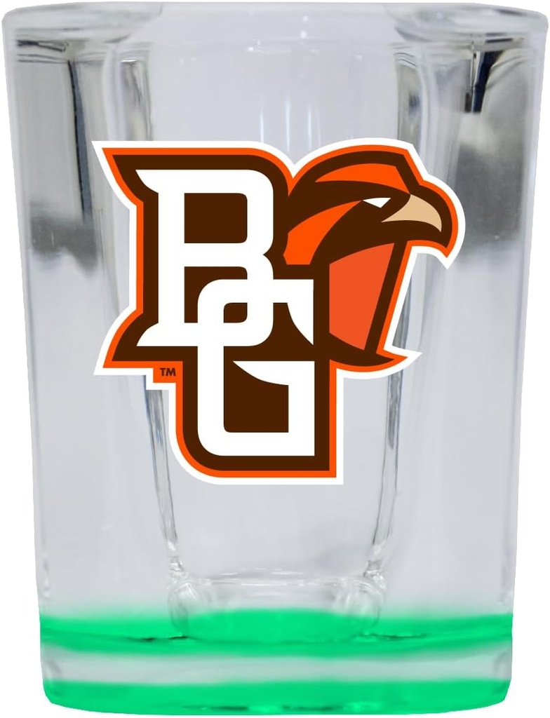 R and R Imports Bowling Green Falcons 2 Ounce Shot Glass Square Green Base Officially Licensed Collegiate Product Single