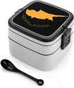 Cyprus Flag Lunch Box with Handle Stackable 2 Layer Leak-Proof Bento Box Portable Food Containers for Unisex