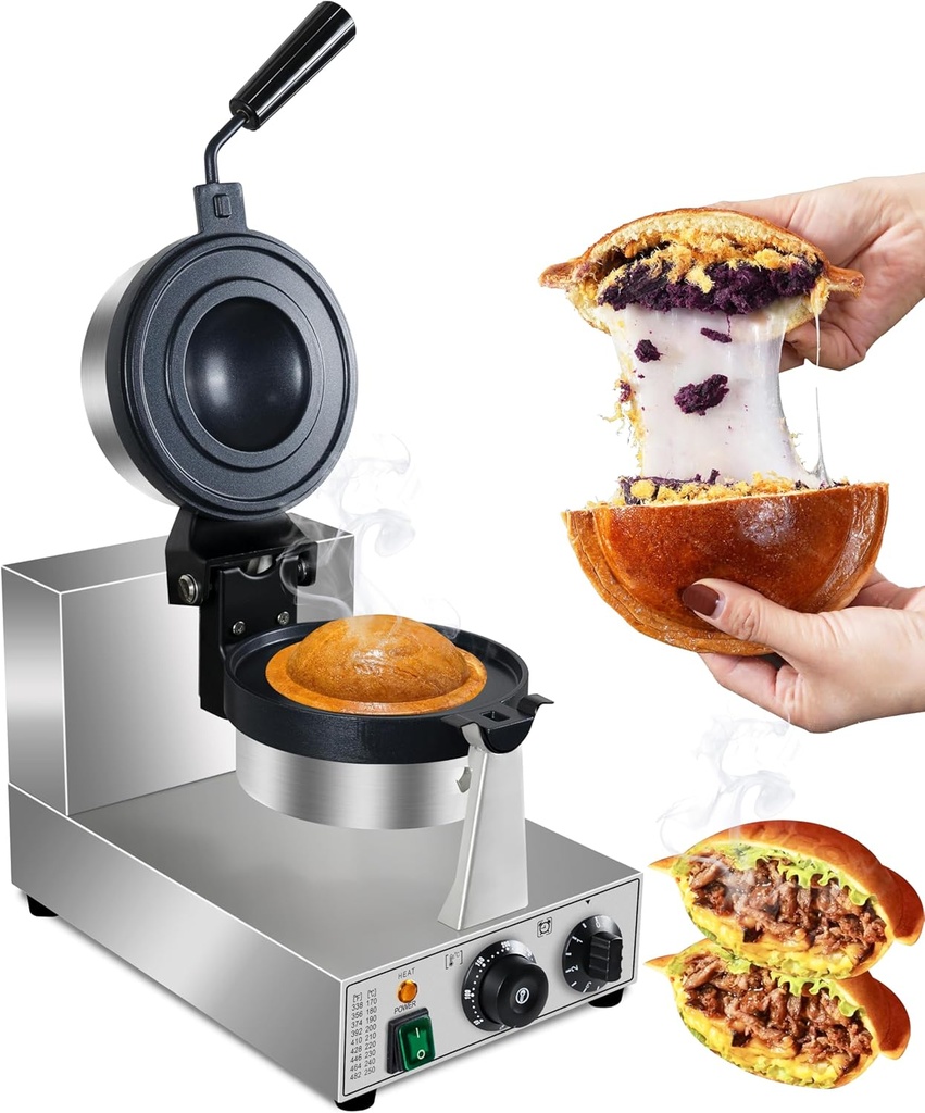 Ice Cream UFO Burger Maker, Electric Burger Waffle Maker, rotary Hamburger sandwich machine Non-stick Panini press waffle machine 110V Gelato Panini Press machine for Home Kitchen Use Breakfast